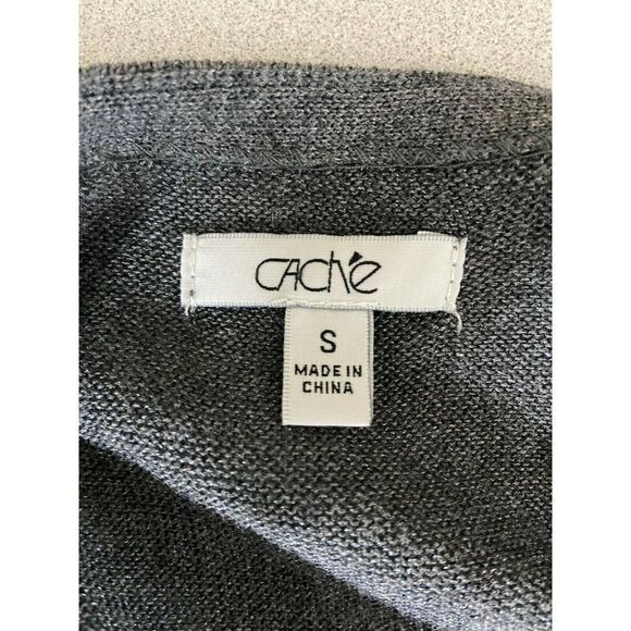 Cache‎ Sleeveless Sequined Gray Cardigan Sweater Vest Women’s Size Small - Picture 4 of 5